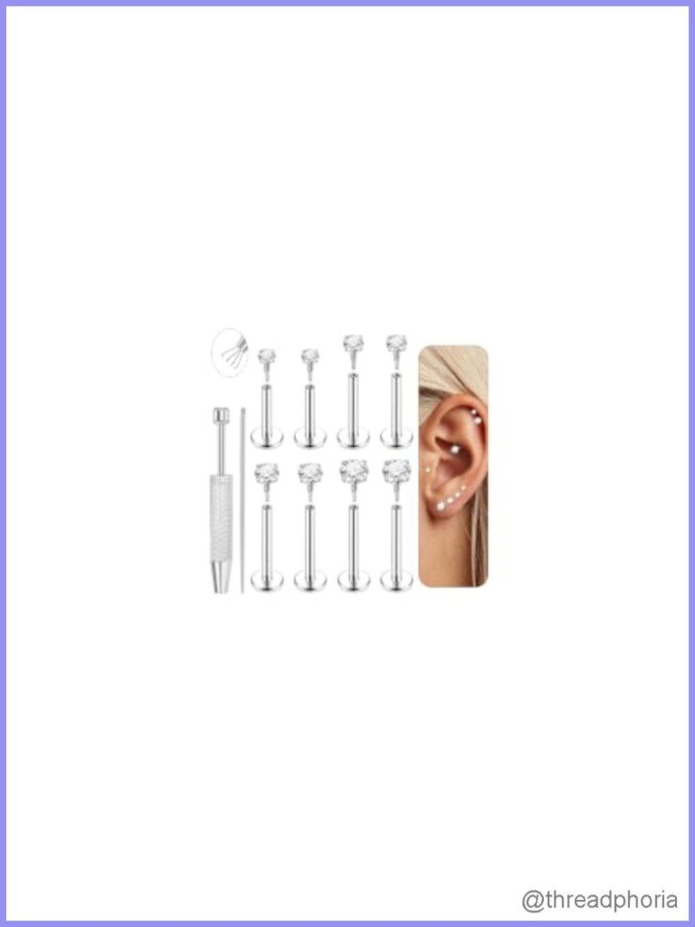 G23 Titanium Flat Back Stud Earrings Hypoallergenic Cartilage Helix Piercing